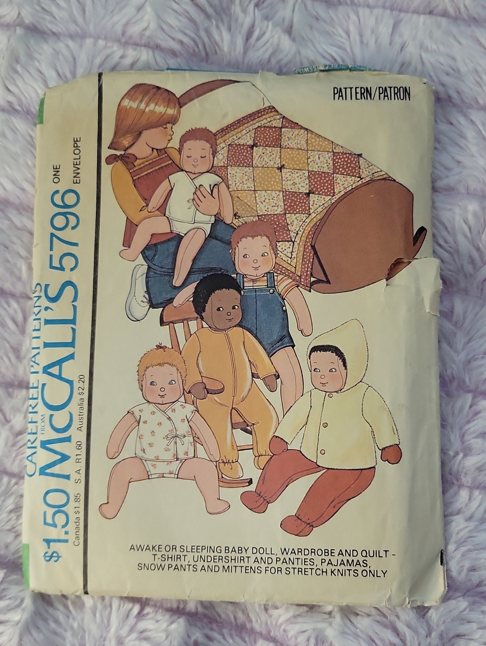 Vintage McCall's 5796 Baby Doll Sewing Pattern Complete Cut Craft